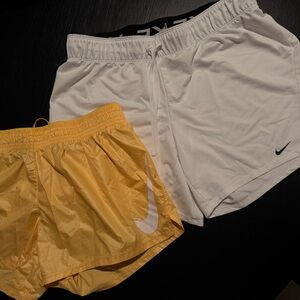 Nike Yellow and White Workout/Running Shorts